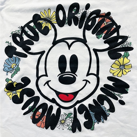 Disney Mickey Mouse Floral Graphic Tee Shirt XS - Picture 3 of 8